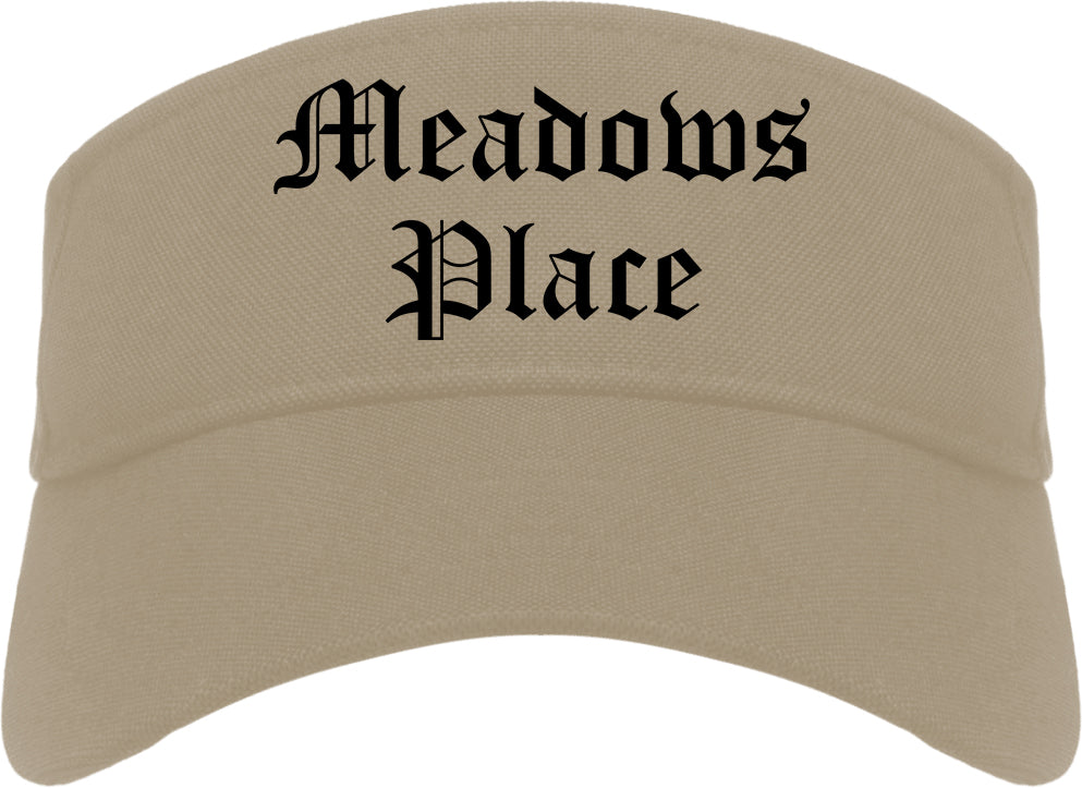 Meadows Place Texas TX Old English Mens Visor Cap Hat Khaki
