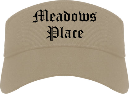 Meadows Place Texas TX Old English Mens Visor Cap Hat Khaki