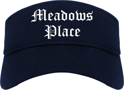 Meadows Place Texas TX Old English Mens Visor Cap Hat Navy Blue
