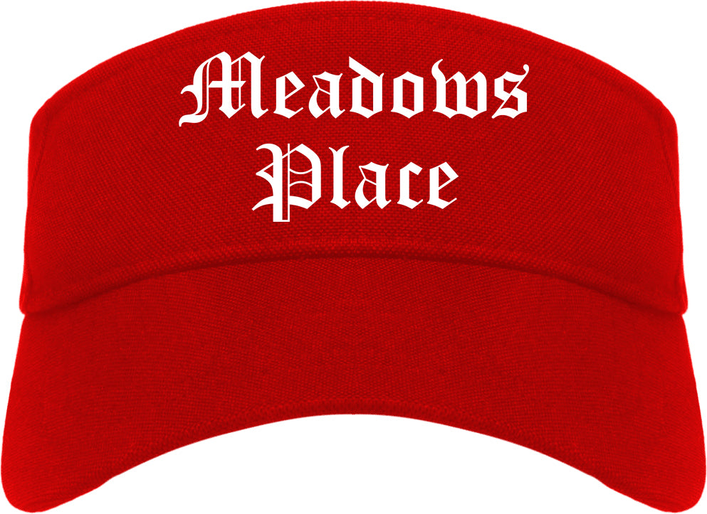 Meadows Place Texas TX Old English Mens Visor Cap Hat Red