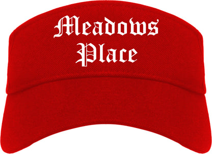 Meadows Place Texas TX Old English Mens Visor Cap Hat Red