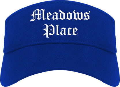 Meadows Place Texas TX Old English Mens Visor Cap Hat Royal Blue