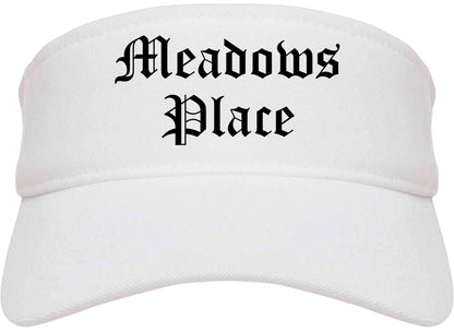 Meadows Place Texas TX Old English Mens Visor Cap Hat White