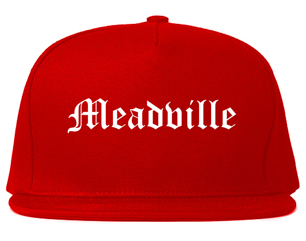 Meadville Pennsylvania PA Old English Mens Snapback Hat Red