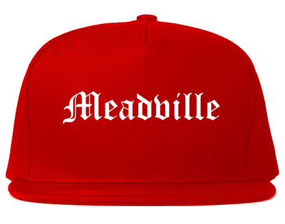 Meadville Pennsylvania PA Old English Mens Snapback Hat Red
