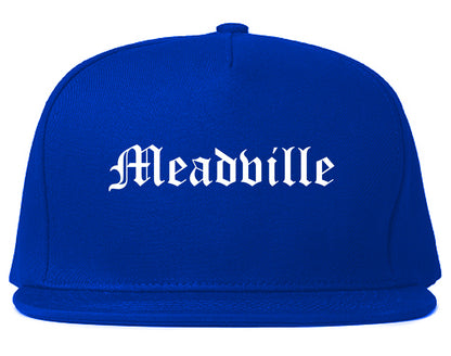 Meadville Pennsylvania PA Old English Mens Snapback Hat Royal Blue