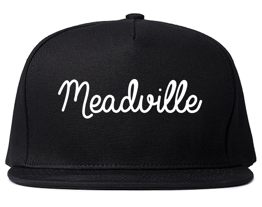Meadville Pennsylvania PA Script Mens Snapback Hat Black