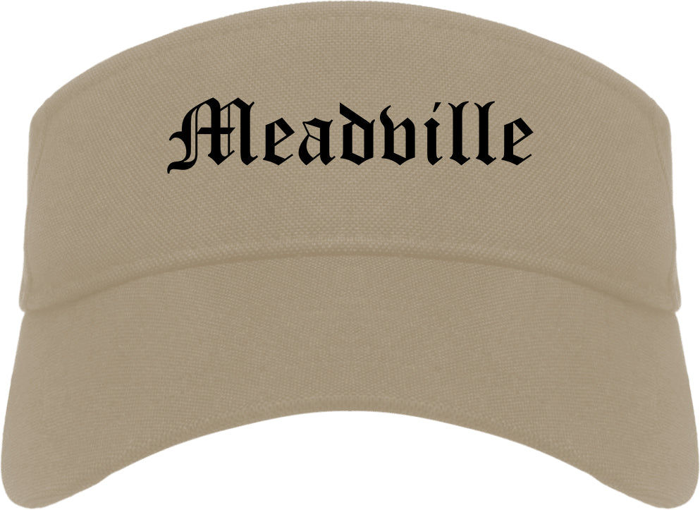 Meadville Pennsylvania PA Old English Mens Visor Cap Hat Khaki