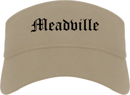 Meadville Pennsylvania PA Old English Mens Visor Cap Hat Khaki