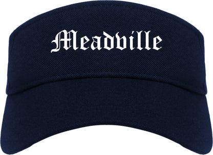 Meadville Pennsylvania PA Old English Mens Visor Cap Hat Navy Blue