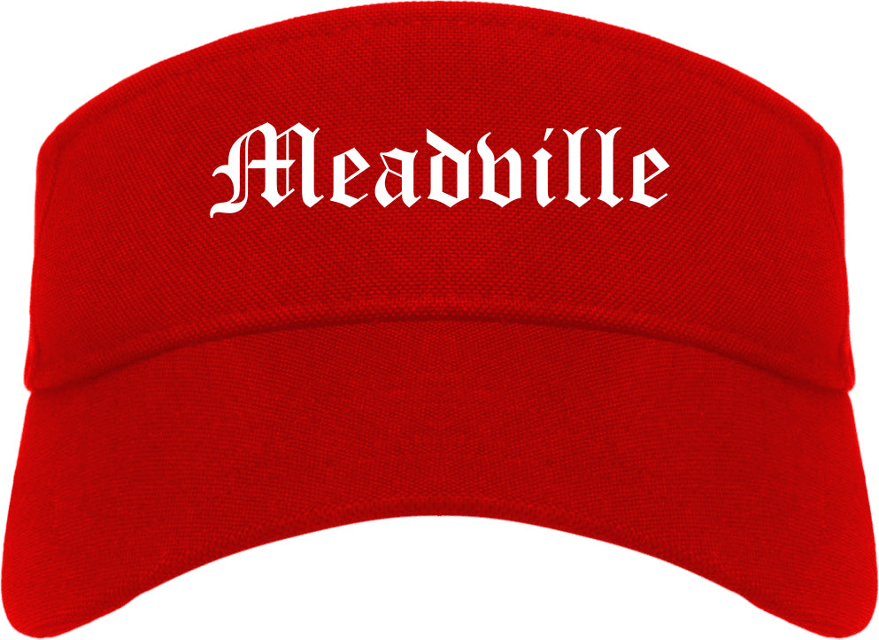Meadville Pennsylvania PA Old English Mens Visor Cap Hat Red