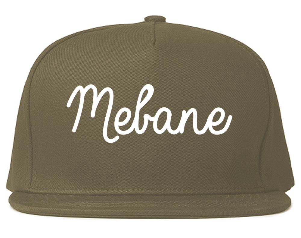 Mebane North Carolina NC Script Mens Snapback Hat Grey