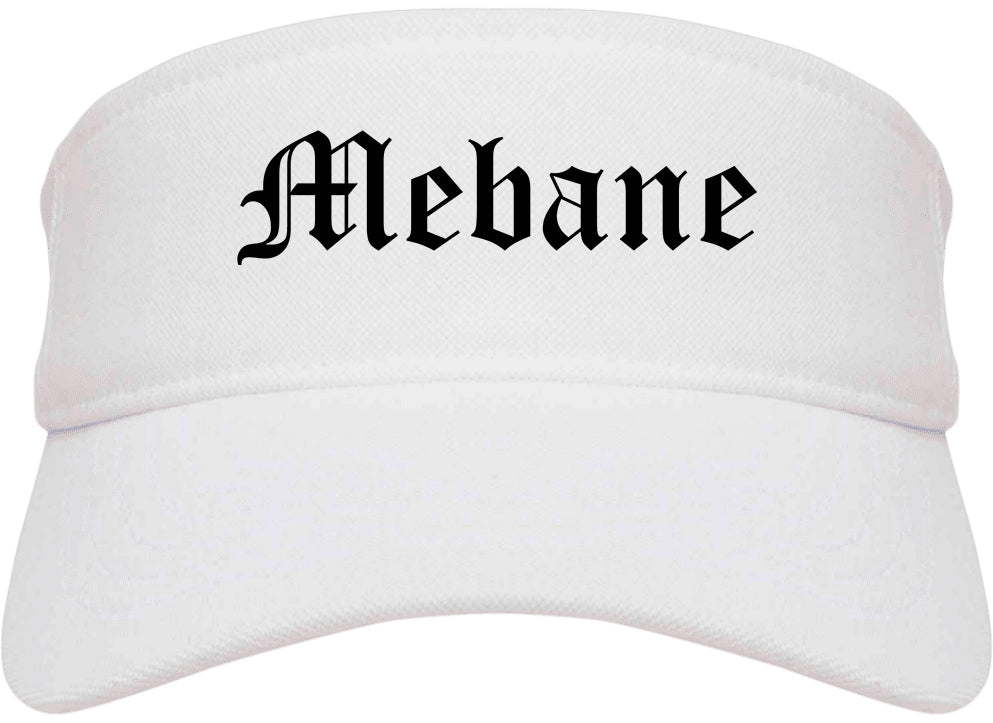 Mebane North Carolina NC Old English Mens Visor Cap Hat White