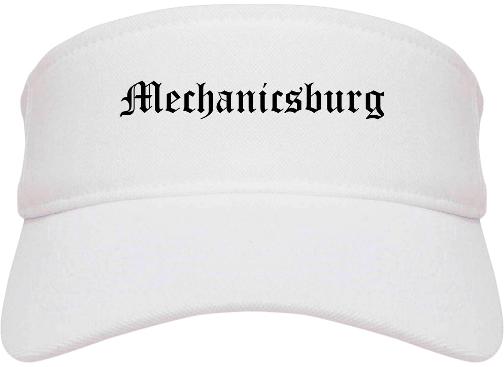 Mechanicsburg Pennsylvania PA Old English Mens Visor Cap Hat White