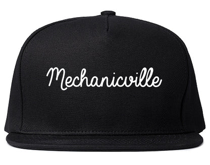 Mechanicville New York NY Script Mens Snapback Hat Black