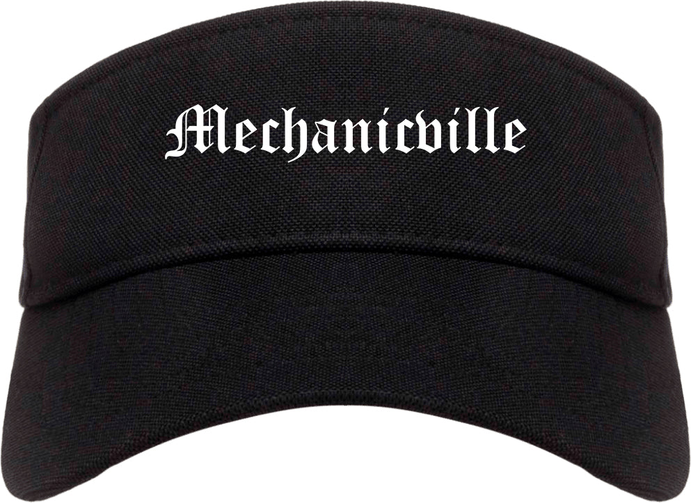 Mechanicville New York NY Old English Mens Visor Cap Hat Black