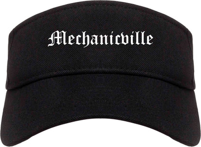 Mechanicville New York NY Old English Mens Visor Cap Hat Black