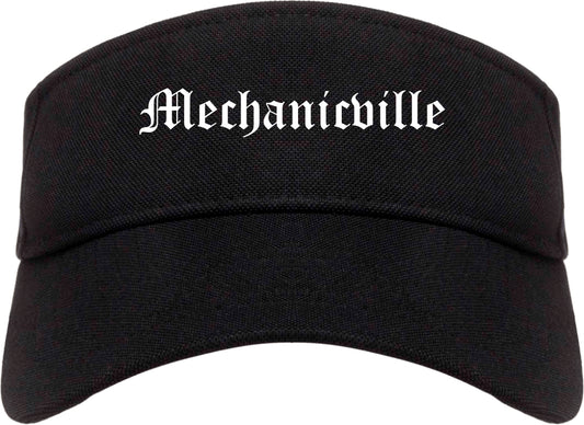 Mechanicville New York NY Old English Mens Visor Cap Hat Black