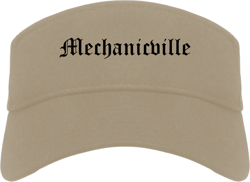 Mechanicville New York NY Old English Mens Visor Cap Hat Khaki
