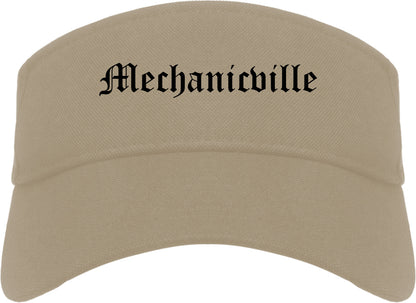 Mechanicville New York NY Old English Mens Visor Cap Hat Khaki