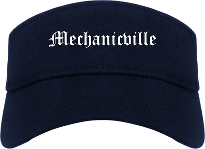 Mechanicville New York NY Old English Mens Visor Cap Hat Navy Blue