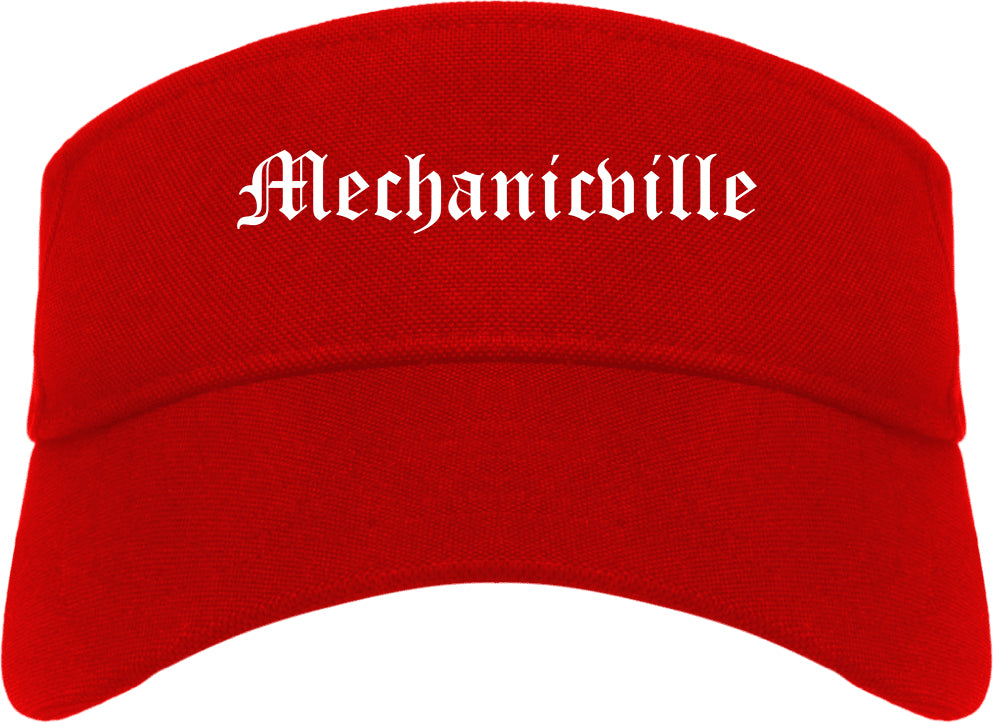 Mechanicville New York NY Old English Mens Visor Cap Hat Red
