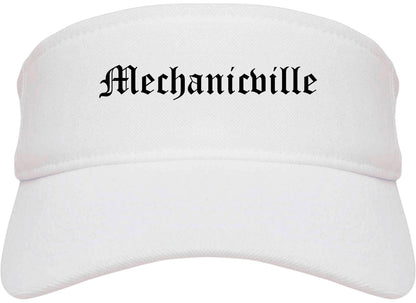 Mechanicville New York NY Old English Mens Visor Cap Hat White