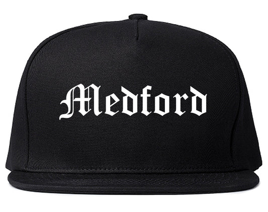 Medford Massachusetts MA Old English Mens Snapback Hat Black