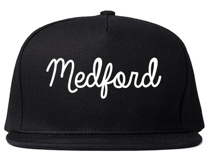 Medford Massachusetts MA Script Mens Snapback Hat Black