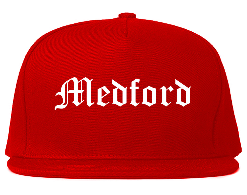 Medford Oregon OR Old English Mens Snapback Hat Red
