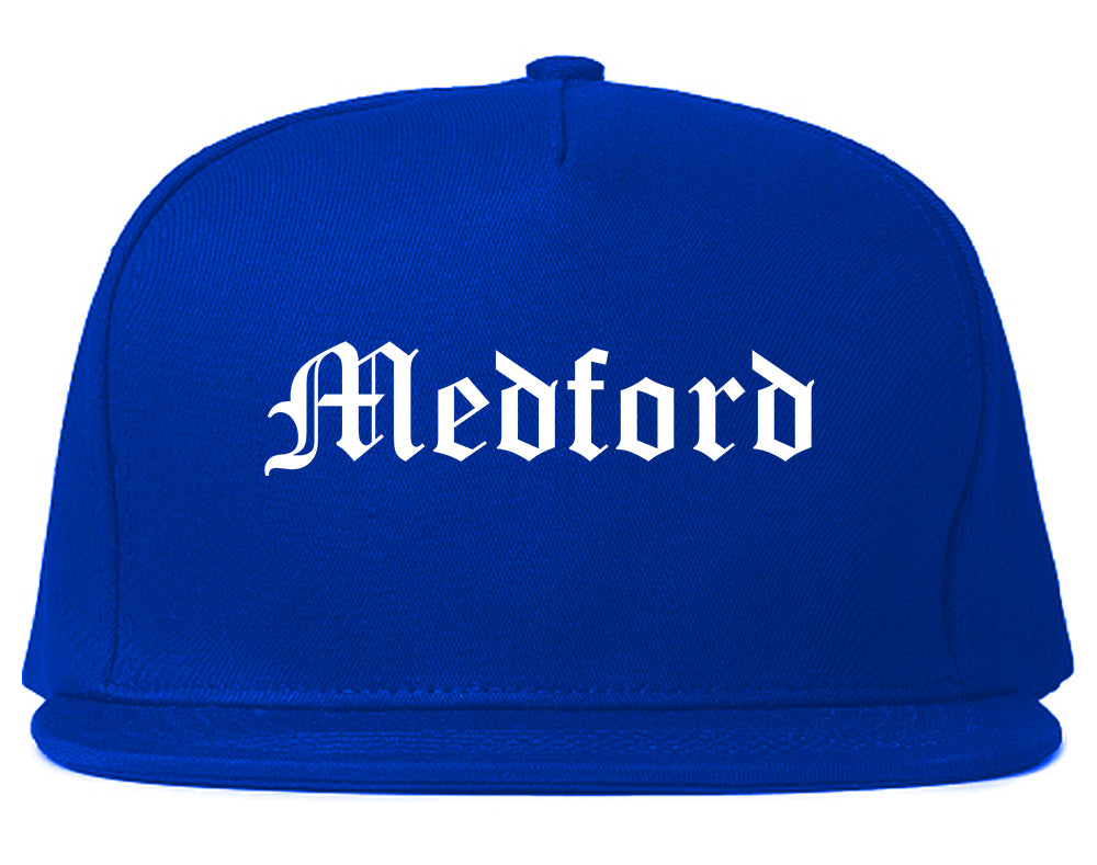 Medford Oregon OR Old English Mens Snapback Hat Royal Blue