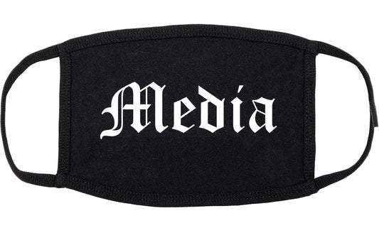 Media Pennsylvania PA Old English Cotton Face Mask Black