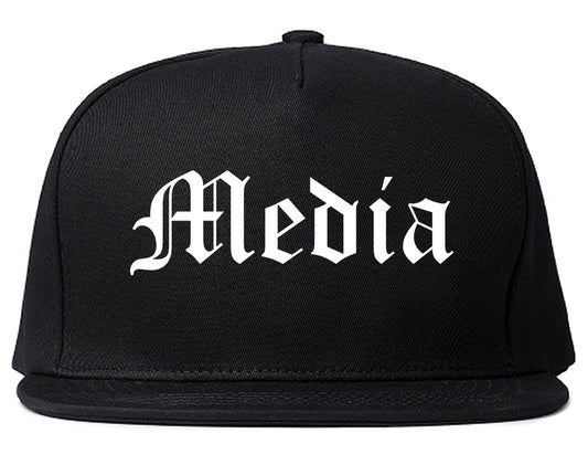 Media Pennsylvania PA Old English Mens Snapback Hat Black