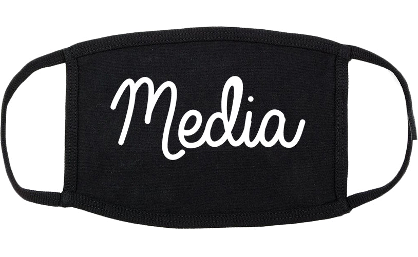 Media Pennsylvania PA Script Cotton Face Mask Black