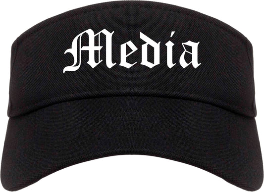 Media Pennsylvania PA Old English Mens Visor Cap Hat Black
