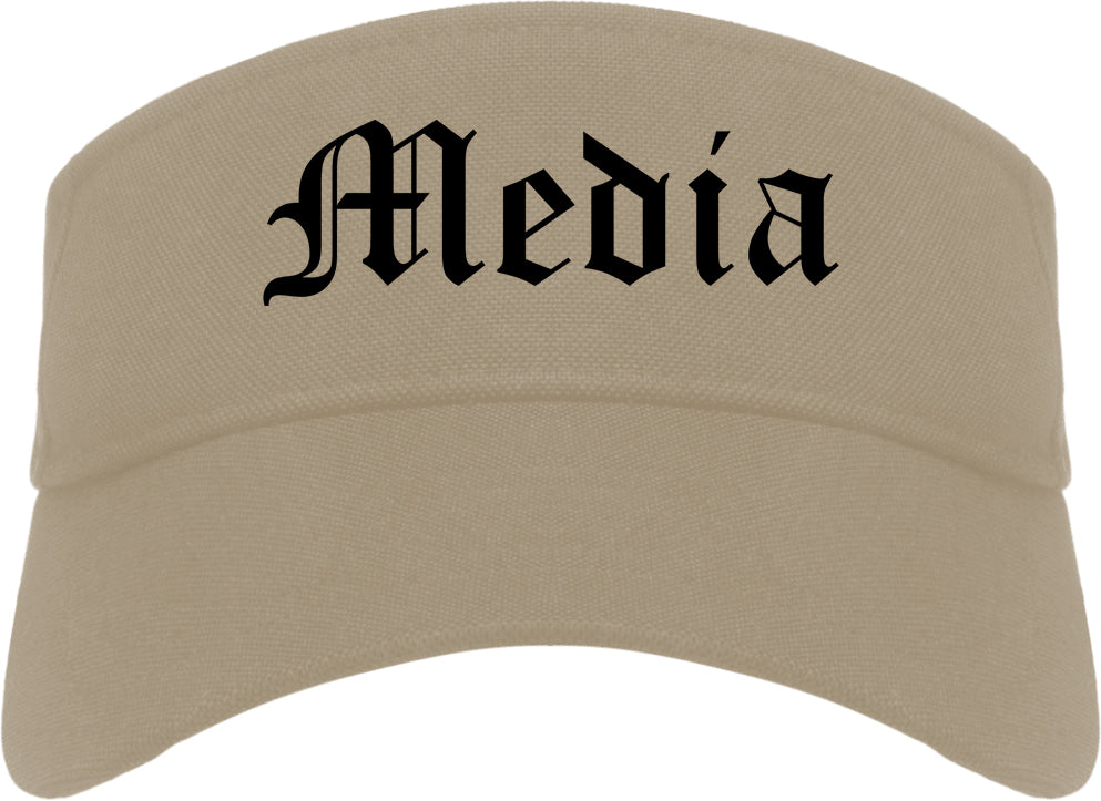 Media Pennsylvania PA Old English Mens Visor Cap Hat Khaki