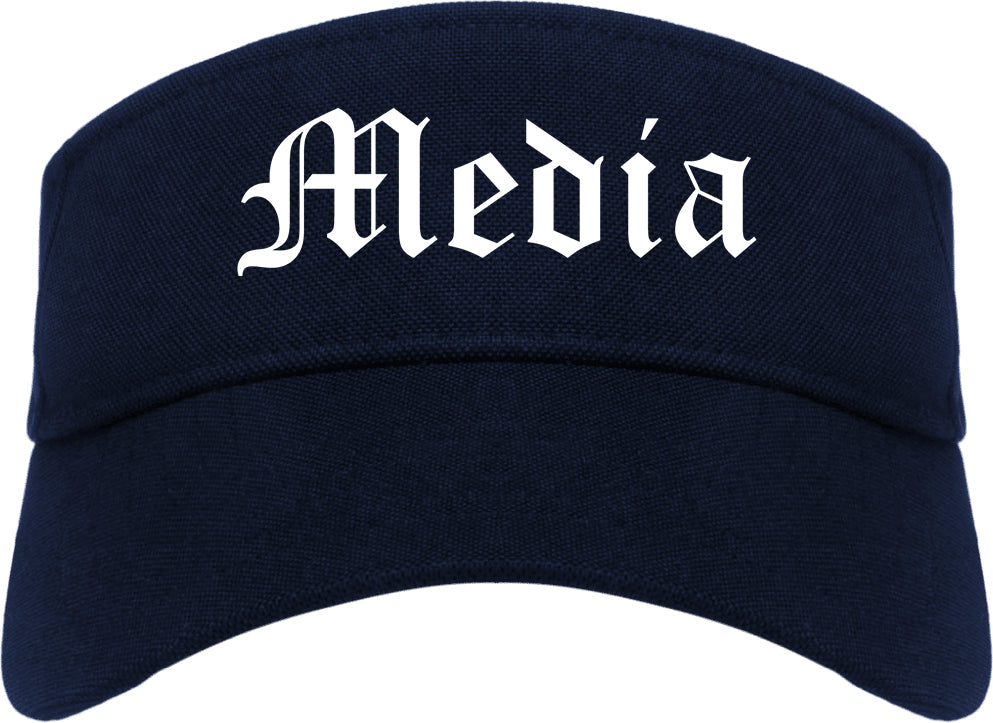 Media Pennsylvania PA Old English Mens Visor Cap Hat Navy Blue
