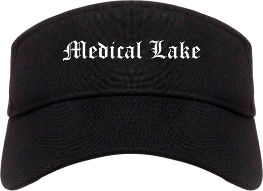 Medical Lake Washington WA Old English Mens Visor Cap Hat Black