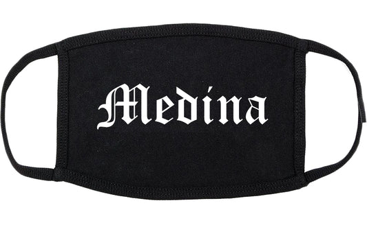 Medina Minnesota MN Old English Cotton Face Mask Black