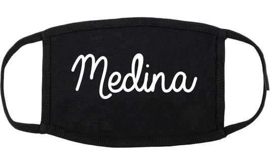 Medina Minnesota MN Script Cotton Face Mask Black