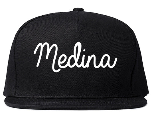 Medina Minnesota MN Script Mens Snapback Hat Black