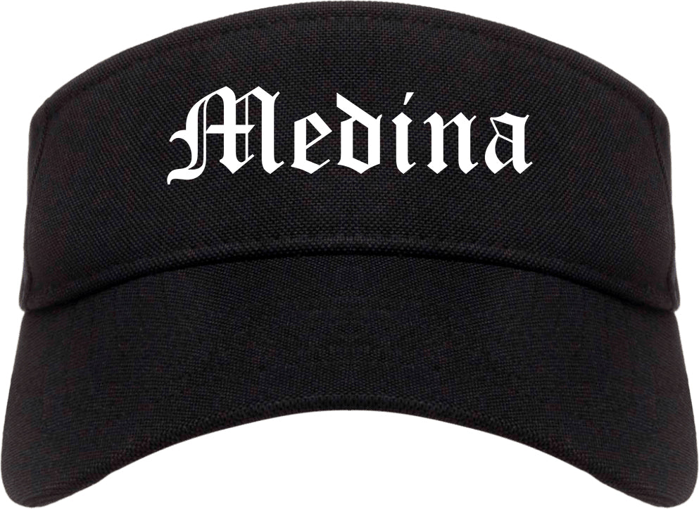 Medina Minnesota MN Old English Mens Visor Cap Hat Black