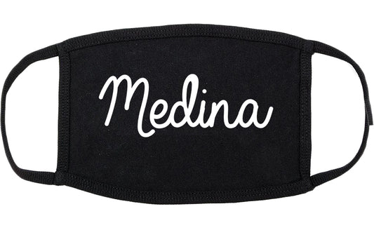 Medina New York NY Script Cotton Face Mask Black