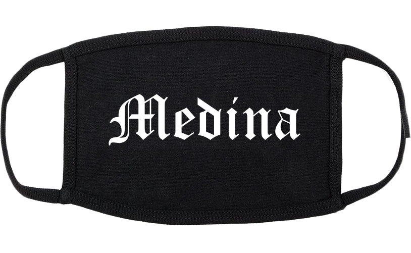 Medina Ohio OH Old English Cotton Face Mask Black