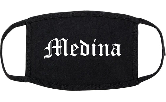 Medina Ohio OH Old English Cotton Face Mask Black