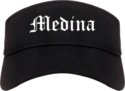 Medina Ohio OH Old English Mens Visor Cap Hat Black