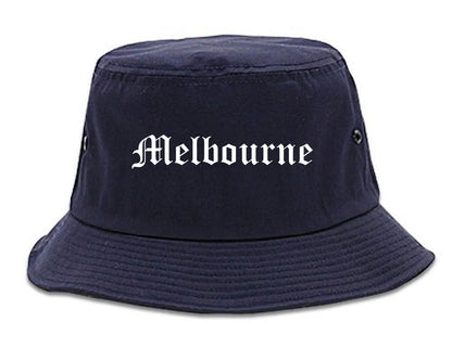 Melbourne Florida FL Old English Mens Bucket Hat Navy Blue