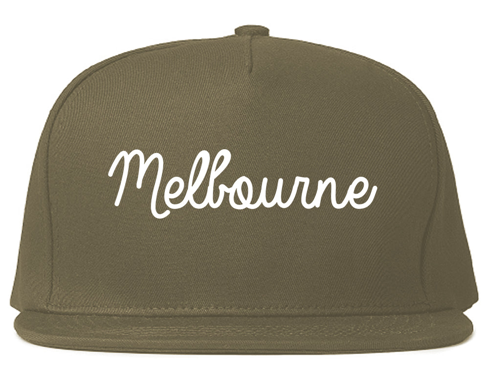 Melbourne Florida FL Script Mens Snapback Hat Grey