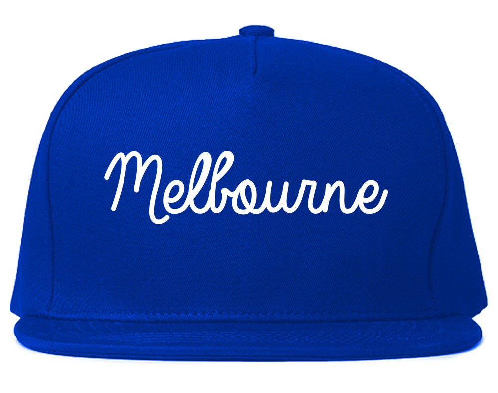 Melbourne Florida FL Script Mens Snapback Hat Royal Blue