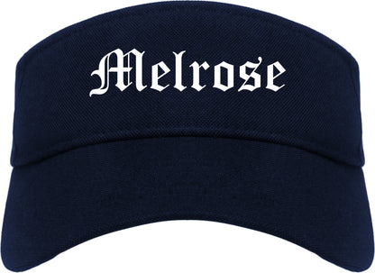 Melrose Massachusetts MA Old English Mens Visor Cap Hat Navy Blue